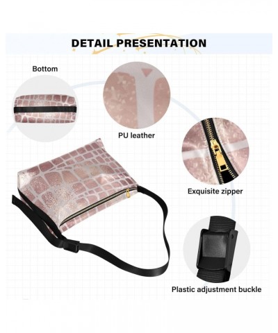 Mens Shoulder Bags Crossbody Snake Skin Rose Gold Cross Bag Ladies Fall Fashion Waist Packs $14.19 Hobo Bags