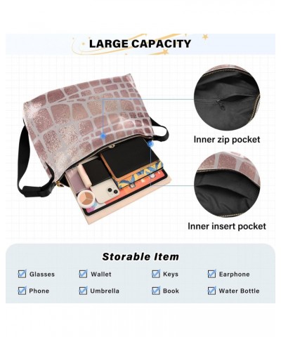 Mens Shoulder Bags Crossbody Snake Skin Rose Gold Cross Bag Ladies Fall Fashion Waist Packs $14.19 Hobo Bags