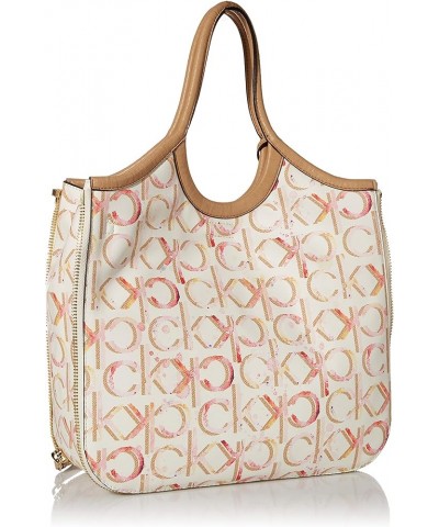 Gabrianna Novelty Slim Side Zip Tote Cherub White Multi Painted Linear $66.40 Totes