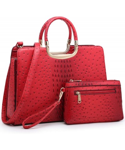 Womens Handbag Top Handle Shoulder Bag Tote Satchel Purse Work Bag with Matching Wallet (1-Black) Large 3-ostrich Red $38.94 ...