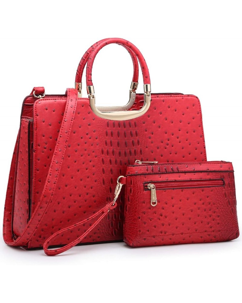 Womens Handbag Top Handle Shoulder Bag Tote Satchel Purse Work Bag with Matching Wallet (1-Black) Large 3-ostrich Red $38.94 ...