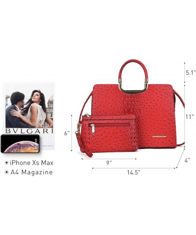 Womens Handbag Top Handle Shoulder Bag Tote Satchel Purse Work Bag with Matching Wallet (1-Black) Large 3-ostrich Red $38.94 ...