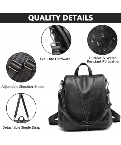 Women Backpack Purse PU Leather Anti-theft Casual Shoulder Bag Fashion Ladies Satchel Bag Large Capacity Travel Bag Waterproo...