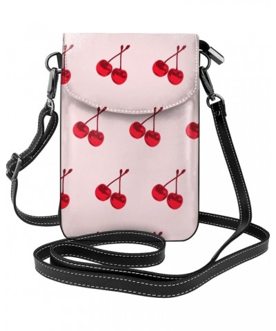 Cherry Pattern Leather Small Crossbody Bags for Women Cell Phone Bag Wallet Purses $14.95 Crossbody Bags