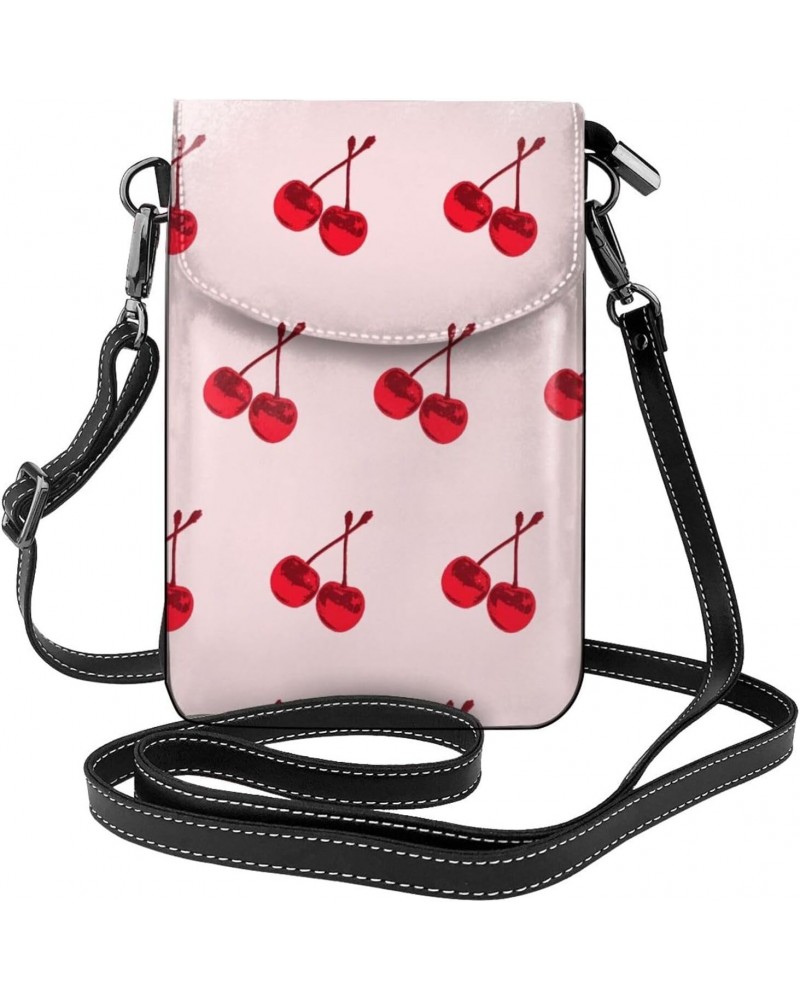 Cherry Pattern Leather Small Crossbody Bags for Women Cell Phone Bag Wallet Purses $14.95 Crossbody Bags