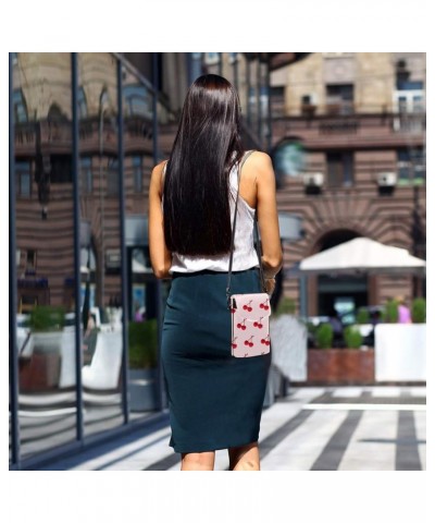 Cherry Pattern Leather Small Crossbody Bags for Women Cell Phone Bag Wallet Purses $14.95 Crossbody Bags