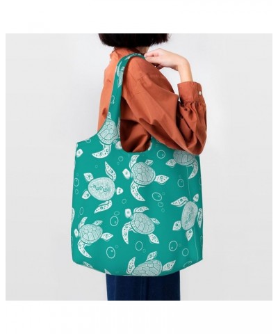 Sea Turtles Single Shoulder Commuter Canvas Tote Bags For Women And Men Sea Turtles 45 $11.65 Totes