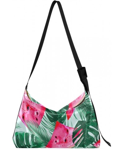 Watermelons Tropical Palm Leaves PU Leather Shoulder Bags Shoulder Bag for Women Cross Body Bag for Men Watermelons Tropical ...