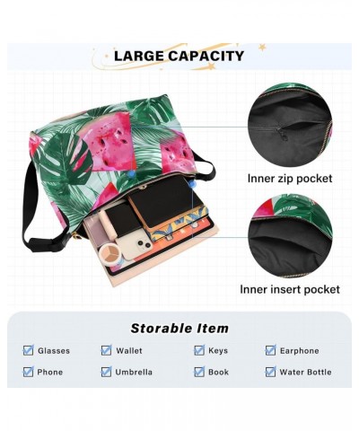 Watermelons Tropical Palm Leaves PU Leather Shoulder Bags Shoulder Bag for Women Cross Body Bag for Men Watermelons Tropical ...