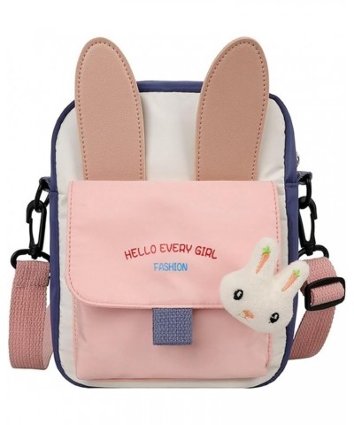 Japanese Harajuku Kawaii Cute Bunny Pendant Crossbody Bag, Cartoon Canvas Shoulder Bag Handbag Purse Messenger Pink $10.06 Sh...