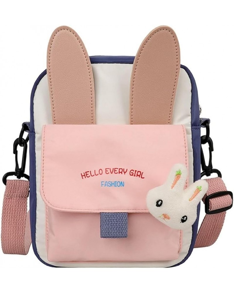 Japanese Harajuku Kawaii Cute Bunny Pendant Crossbody Bag, Cartoon Canvas Shoulder Bag Handbag Purse Messenger Pink $10.06 Sh...