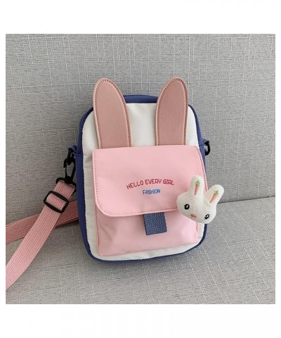 Japanese Harajuku Kawaii Cute Bunny Pendant Crossbody Bag, Cartoon Canvas Shoulder Bag Handbag Purse Messenger Pink $10.06 Sh...