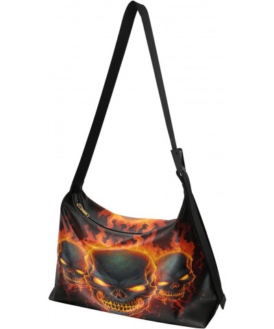 Flame Skeleton Faux Leather shoulder Bag Women's Soft Large Capacity Work Bag Shoulder Bag Travel Crossbody Purse -15×12in $1...