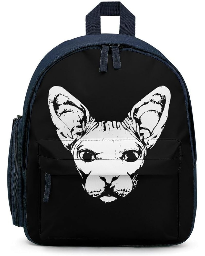 Sphynx Cat Face Funny Backpack Small Casual Daypack Purse Travel Bag with Adjustable Strap Cute Print Blue-style $18.35 Backp...