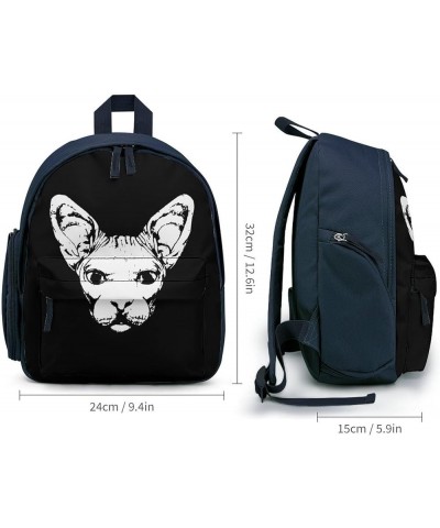 Sphynx Cat Face Funny Backpack Small Casual Daypack Purse Travel Bag with Adjustable Strap Cute Print Blue-style $18.35 Backp...