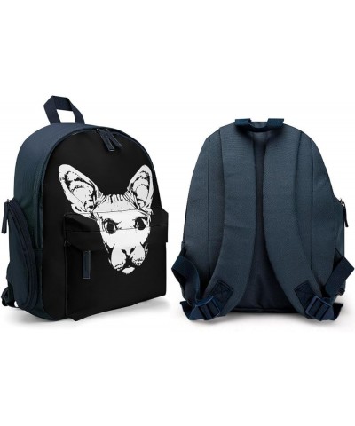 Sphynx Cat Face Funny Backpack Small Casual Daypack Purse Travel Bag with Adjustable Strap Cute Print Blue-style $18.35 Backp...