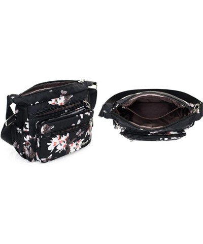 Nylon Floral Multi-Pocket Crossbody Purse Bags for Women Travel Shoulder Bag T09- Flower&butterfly $13.14 Shoulder Bags