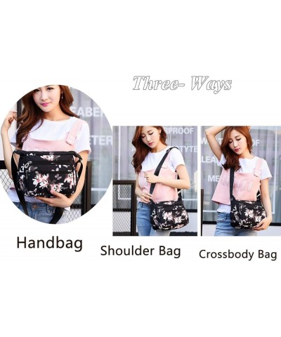 Nylon Floral Multi-Pocket Crossbody Purse Bags for Women Travel Shoulder Bag T09- Flower&butterfly $13.14 Shoulder Bags