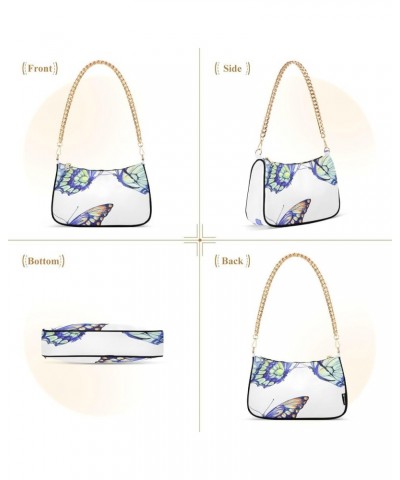 Shoulder Bags for Women, Colorful Butterflies Print Hobo Tote Handbag, Retro Chain Bag Purse with Zipper Color04 $15.00 Shoul...