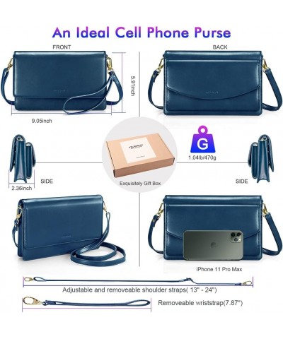 Crossbody Bag for Women Cellphone Little Purse with Credit Card Slots Lightweight Leather Wristlet Wallet Plus Size Blue $15....