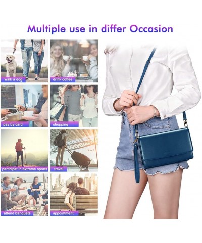 Crossbody Bag for Women Cellphone Little Purse with Credit Card Slots Lightweight Leather Wristlet Wallet Plus Size Blue $15....