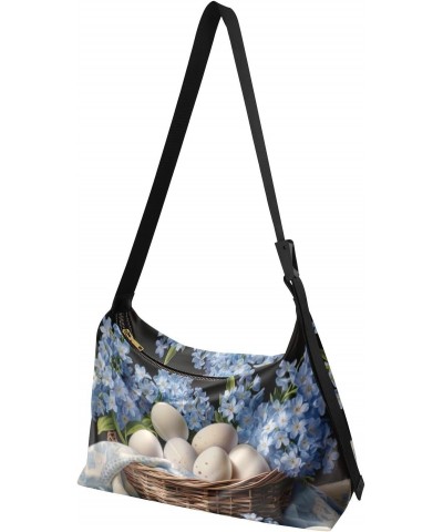 Easter Flower Eggs Basket Tote Bag for Women Large Hobo Bags Crossbody Purse Shoulder Hobo Bags with Adjustable Strap for Wom...