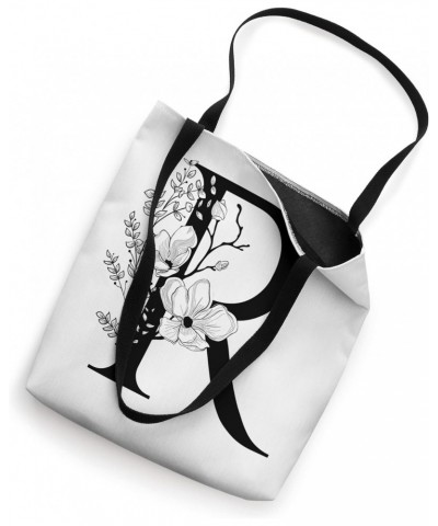 Beautiful Black Letter R Flowers Initial Floral Monogram Tote Bag $12.09 Totes