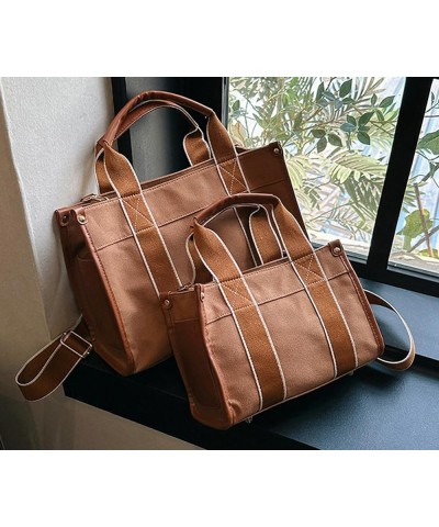 Tote Bag Women Canvas Large Tote Crossbody Shoulder Handbags Casual College Bag Stylish Hobo Bag 2023 Brown-large $27.97 Totes