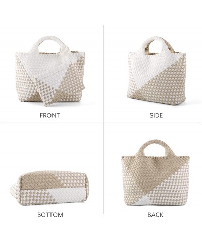 Woven Bag for Women, Neoprene Tote Bag Summer Beach Handbag Purse Retro Handmade Travel Shoulder Bag Set Apricot $31.99 Totes