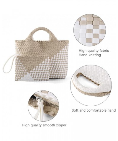 Woven Bag for Women, Neoprene Tote Bag Summer Beach Handbag Purse Retro Handmade Travel Shoulder Bag Set Apricot $31.99 Totes