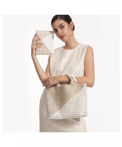 Woven Bag for Women, Neoprene Tote Bag Summer Beach Handbag Purse Retro Handmade Travel Shoulder Bag Set Apricot $31.99 Totes