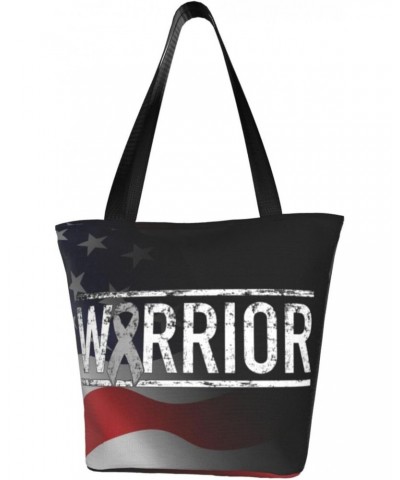 Brain Cancer Warrior Tumor Awareness Ribbon Fashion Shoulder Bag Large Capacity For Man Or Woman $16.17 Totes