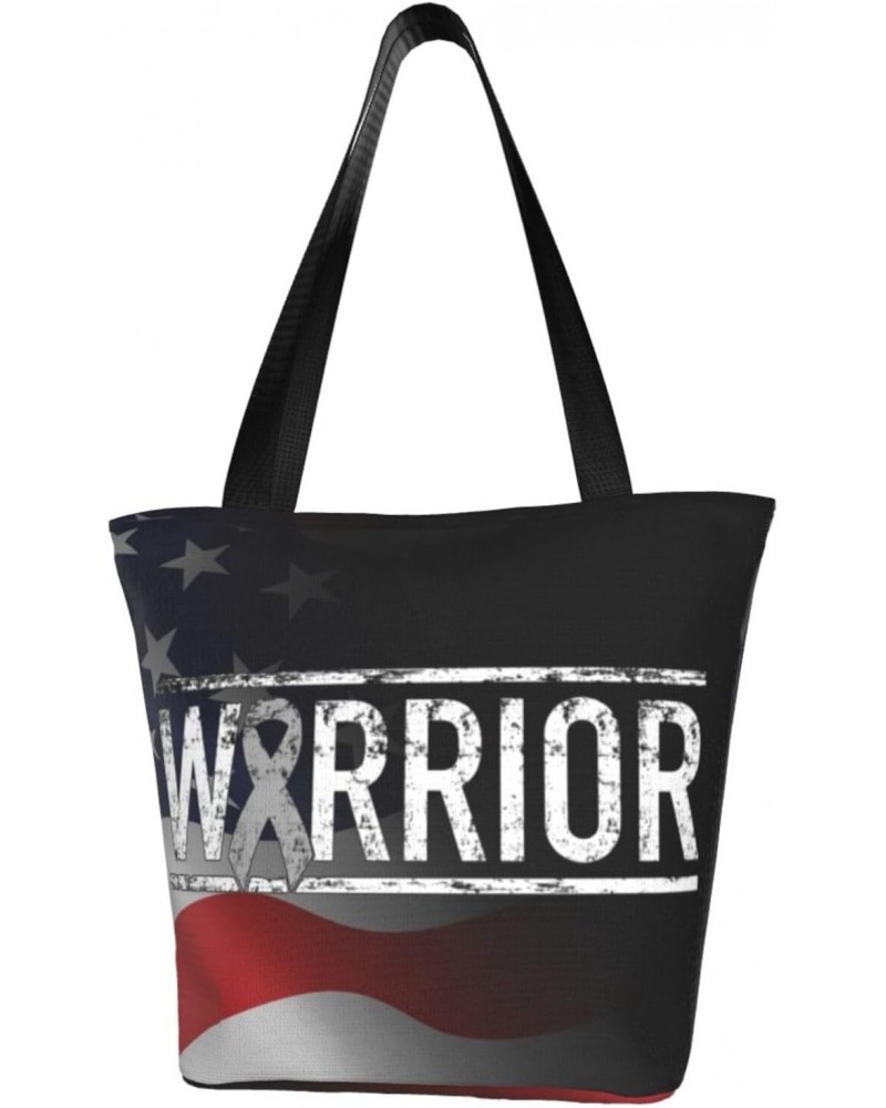 Brain Cancer Warrior Tumor Awareness Ribbon Fashion Shoulder Bag Large Capacity For Man Or Woman $16.17 Totes