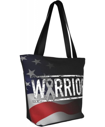 Brain Cancer Warrior Tumor Awareness Ribbon Fashion Shoulder Bag Large Capacity For Man Or Woman $16.17 Totes