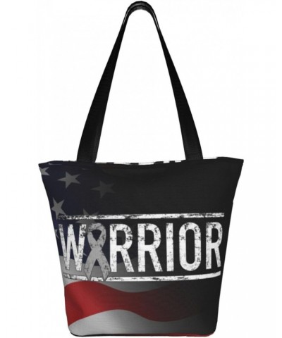 Brain Cancer Warrior Tumor Awareness Ribbon Fashion Shoulder Bag Large Capacity For Man Or Woman $16.17 Totes