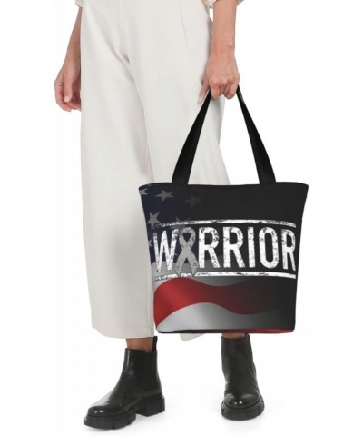 Brain Cancer Warrior Tumor Awareness Ribbon Fashion Shoulder Bag Large Capacity For Man Or Woman $16.17 Totes