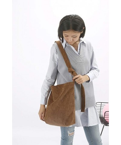 Women Corduroy Fashion Shoulder Bag Casual Handbag Crossbody Bag Dark Green $16.49 Shoulder Bags