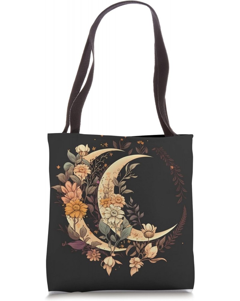 Floral Moon Phase flower crescent moon cool eclipse moon Tote Bag $12.85 Totes