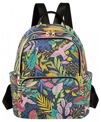 Flower Leaves Colorful Backpack for Women Shoulder Bag Lightweight Mini Backpack Casual Daypack Back Pack Mini(10.23'' x 5.11...