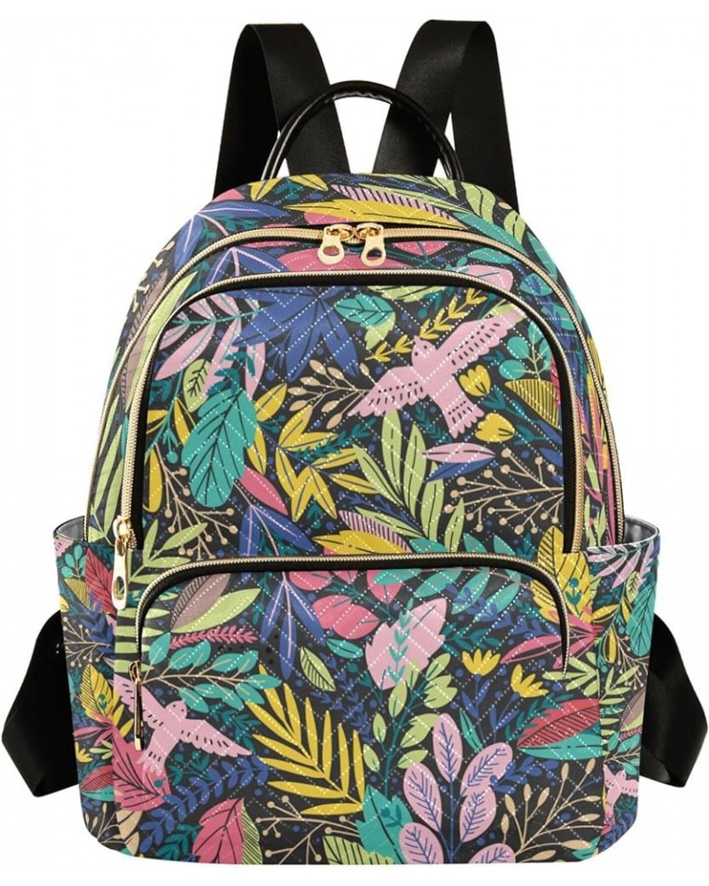 Flower Leaves Colorful Backpack for Women Shoulder Bag Lightweight Mini Backpack Casual Daypack Back Pack Mini(10.23'' x 5.11...