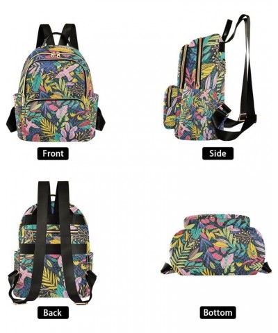 Flower Leaves Colorful Backpack for Women Shoulder Bag Lightweight Mini Backpack Casual Daypack Back Pack Mini(10.23'' x 5.11...