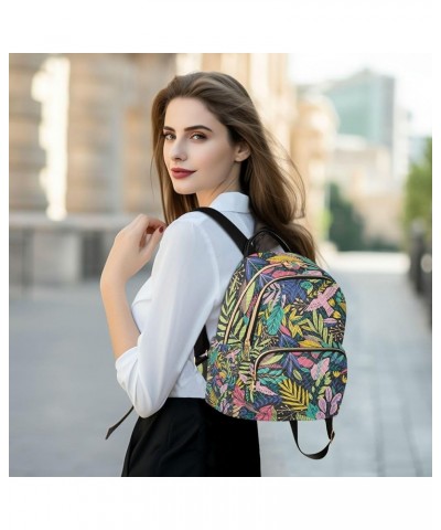 Flower Leaves Colorful Backpack for Women Shoulder Bag Lightweight Mini Backpack Casual Daypack Back Pack Mini(10.23'' x 5.11...