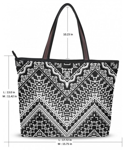 Cooper girl Tribal Black White Chevron Tote Bag Top Handle Handbag Shoulder Bag Large Capacity $19.35 Totes