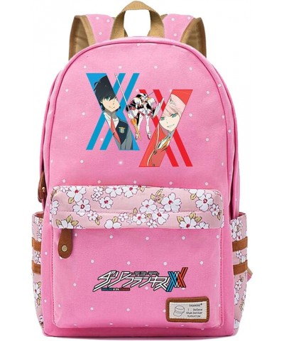 Teens DARLING in the FRANXX Knapsack Lightweight Wear Resistant Student Bookbag Casual Daypacks for Travel,Hiking Pink2 One S...