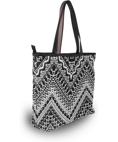 Cooper girl Tribal Black White Chevron Tote Bag Top Handle Handbag Shoulder Bag Large Capacity $19.35 Totes