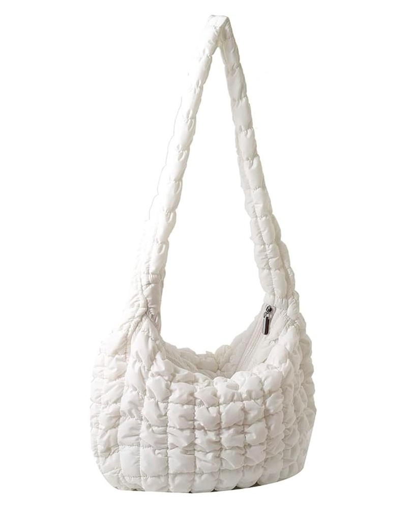 Women's Quilted Bag Ele Puffer Tote Bag Lar ity Hobo Pue Litweit Nylon er ket White $21.44 Totes