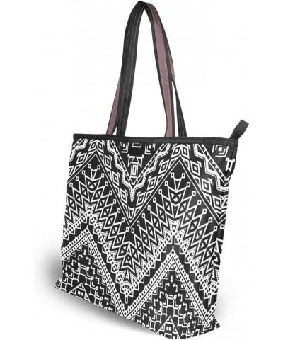 Cooper girl Tribal Black White Chevron Tote Bag Top Handle Handbag Shoulder Bag Large Capacity $19.35 Totes