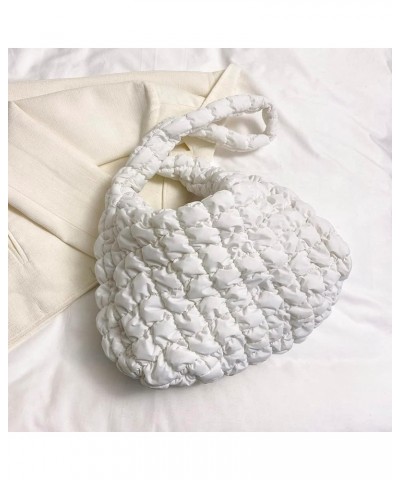 Women's Quilted Bag Ele Puffer Tote Bag Lar ity Hobo Pue Litweit Nylon er ket White $21.44 Totes