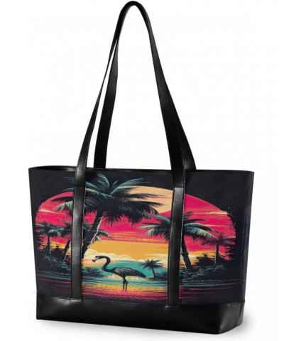 Tropical Plants Flamingos Tote Bag for Women Big Capacity Shoulder Bag Crossbody Bag Large Purse Handbag for Office Travel Gi...