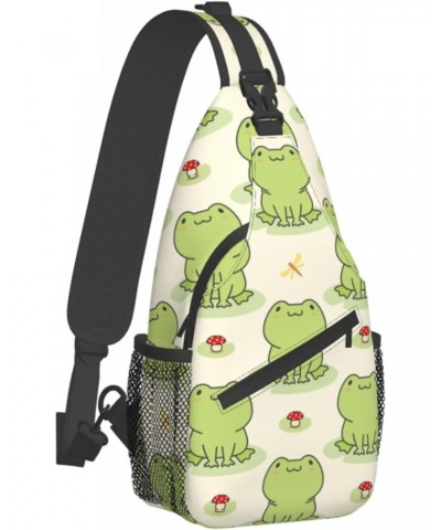 Frog Mushroom Sling Bag for Women Men, Summer Animal Crossbody Sling Backpack, Shoulder Chest Pack for Travel Casual Hiking $...